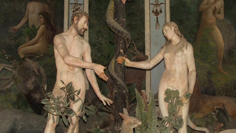 Nel giardino dell'Eden Adamo e Eva si interrogano sul numero di costole