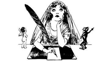 Donna indecisa tra un piccolo angelo e un diavoletto