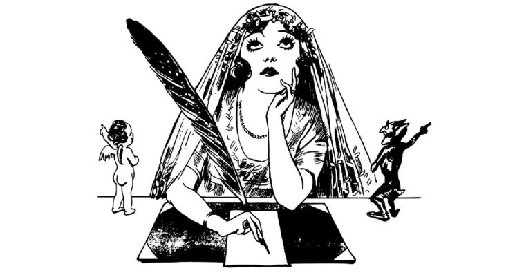 Donna indecisa tra un piccolo angelo e un diavoletto