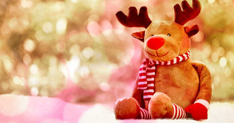 Peluche di Rudolph, una delle nove renne di babbo natale di cui qui puoi leggere i nomi