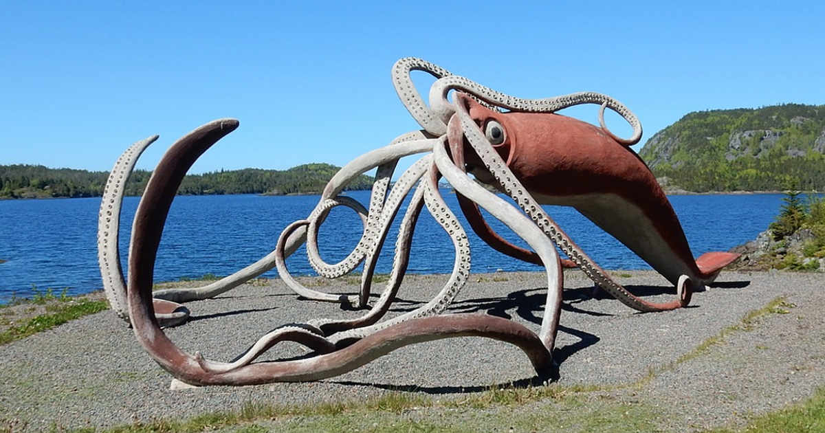 Una raffigurazione 3d di un calamaro gigante