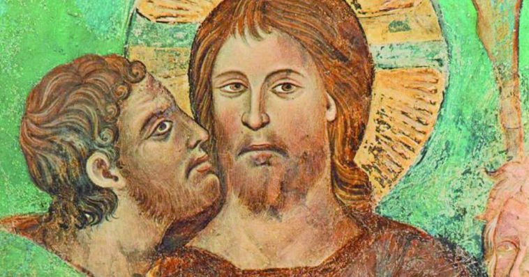 Cimabue con bacio del traditore Giuda a Gesù Cristo, quadro