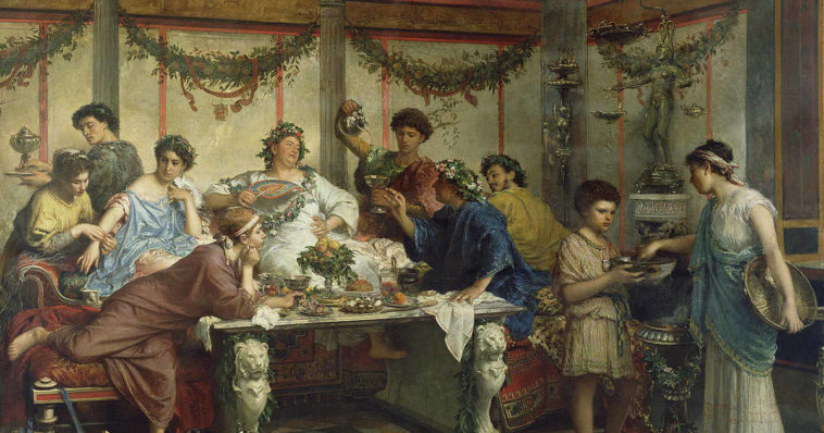 Antichi Romani che banchettano