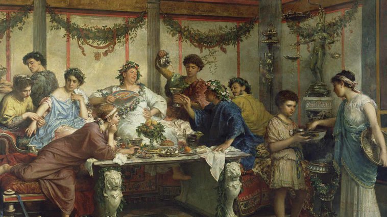 Antichi Romani che banchettano