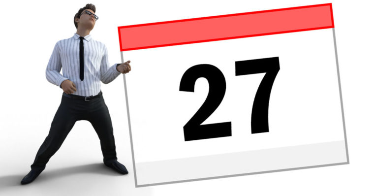 Calendario 27 impiegato festeggia